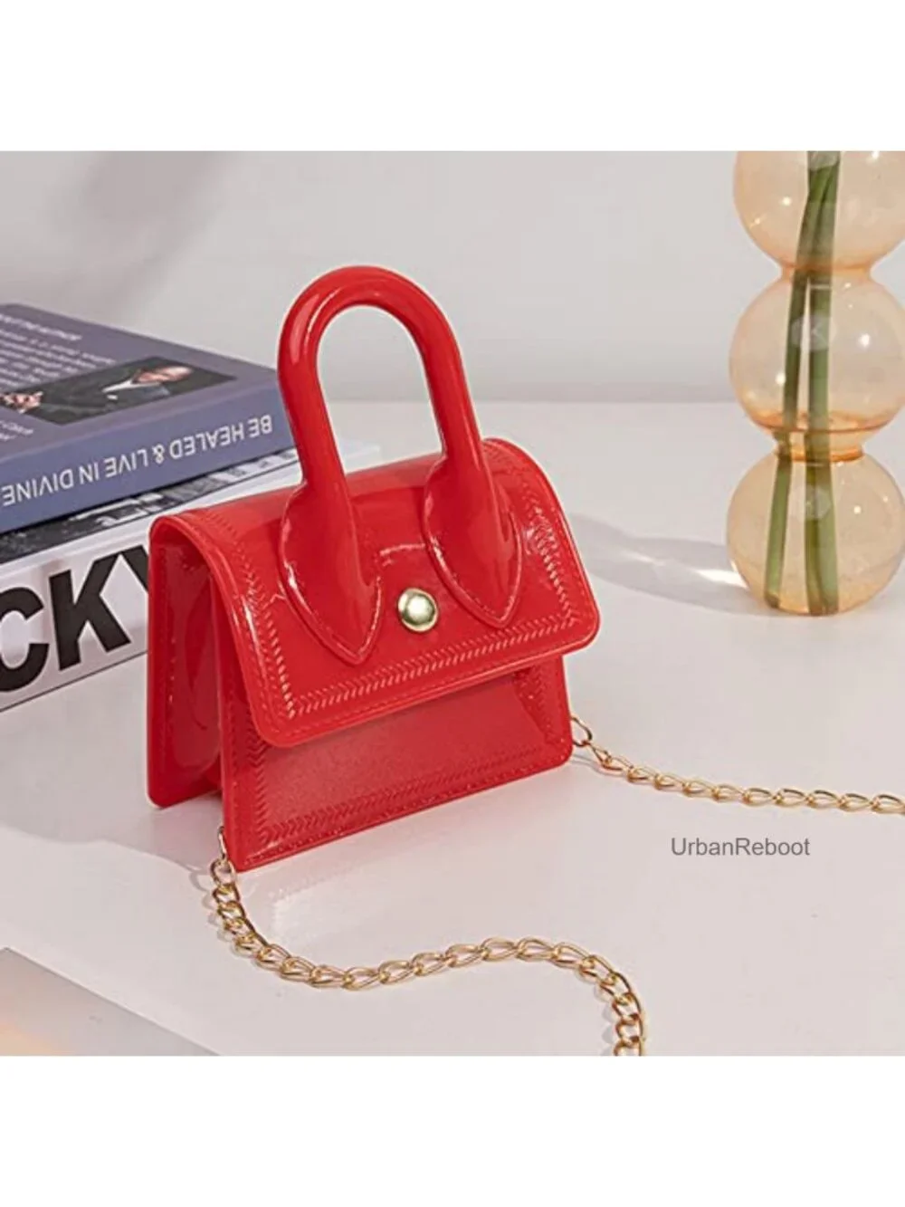 Mini PVC Girls Flap Purse Top-Handle Clutch Crossbody Bag Gift